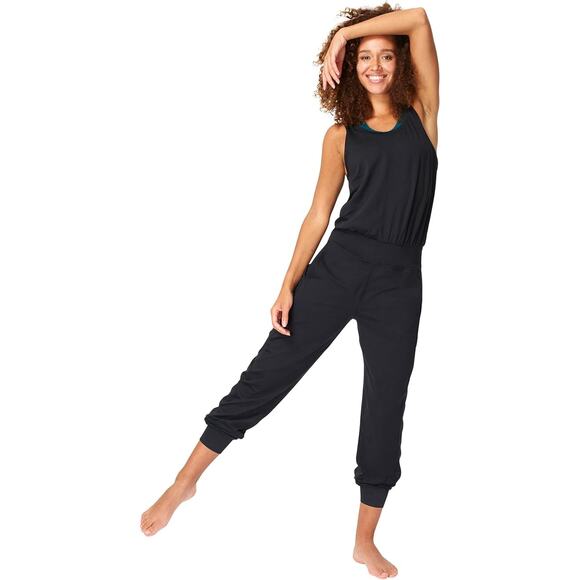 Sweaty Betty Size Large Black Gary Jogger Jumpsuit Racerback Scoop Neck OS30-4 - Picture 1 of 9